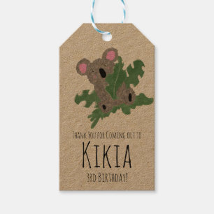 Koala Handgezeichnetes Tier Grüne Geburtstagsfeier Geschenkanhänger