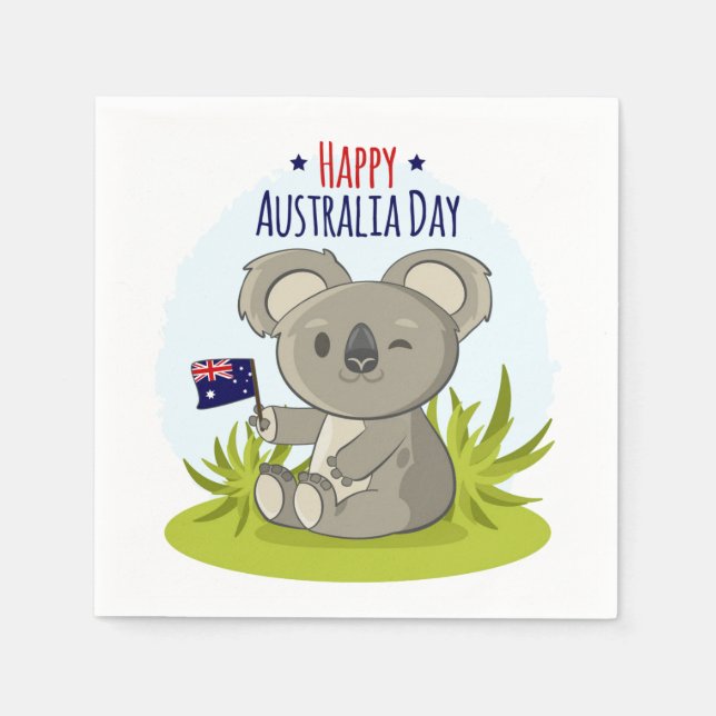 Koala Happy Australia Day | Urlaub Serviette (Vorderseite)