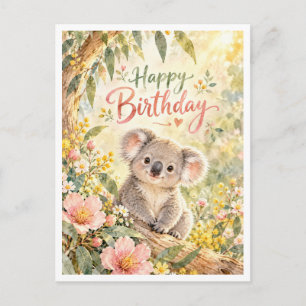 Koala-Happy-Birthday-Karte Postkarte