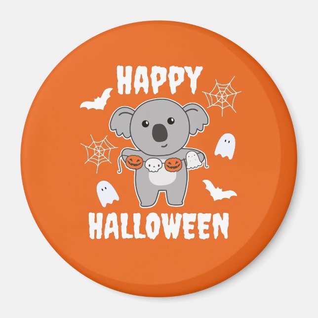 Koala Happy Halloween Pumpkin Bat Kostüm Magnet (Vorne)