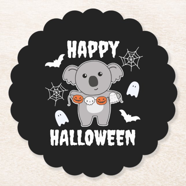 Koala Happy Halloween Pumpkin Bat Kostüm Untersetzer (Vorderseite)