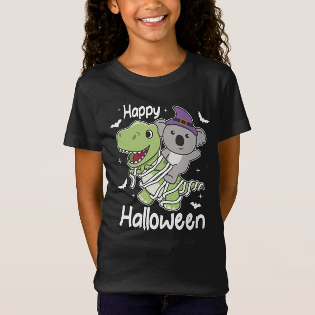 Koala Happy Halloween T-rex Mummy Costume T-Shirt (Vorderseite)