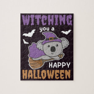 Koala Hexe, die dir ein glückliches Halloween-Jigs Puzzle