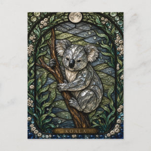 Koala High Canopy Illumina Buntglas Postkarte