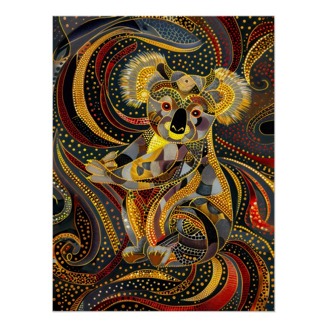 Koala im aborigines Dot Art Style Poster (Vorderseite)