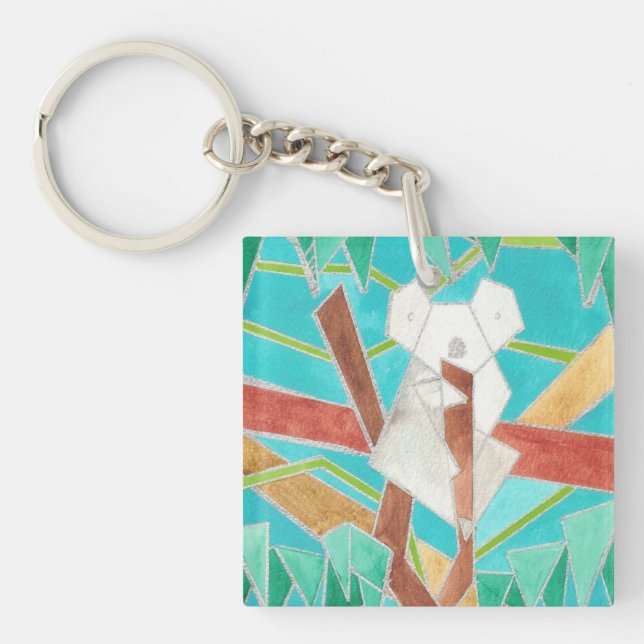 Koala im Baum Original Abstract Art Schlüsselanhänger (Vorderseite)