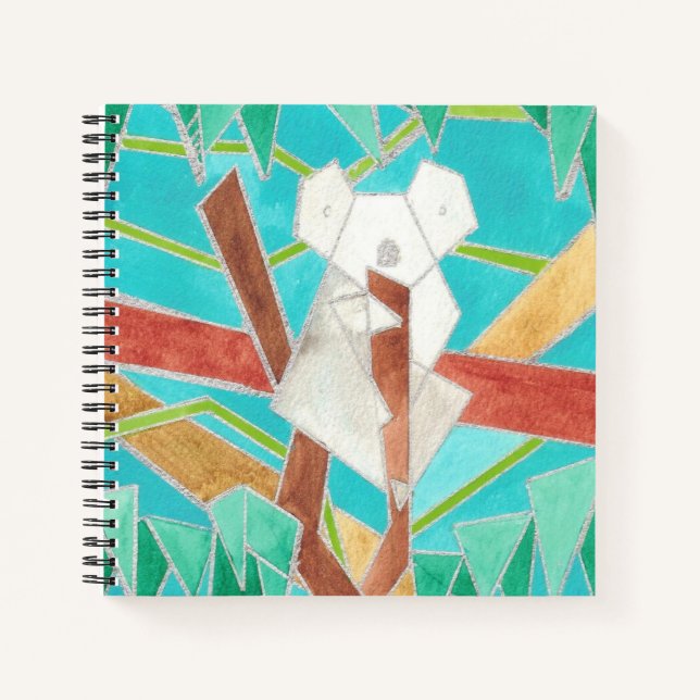 Koala im Baum Original Abstrakt Kunst Notizbuch (Vorderseite)