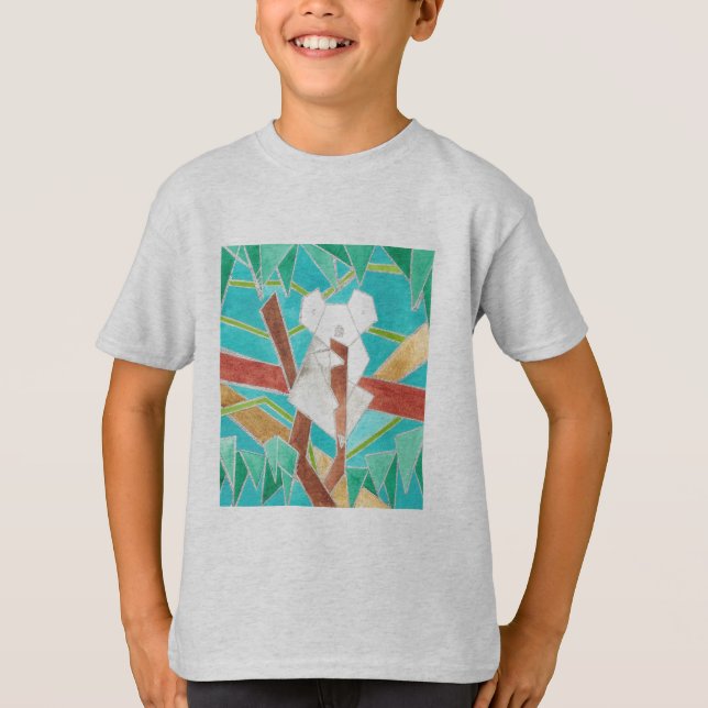 Koala im Baum Originale Abstrakte Kunst T-Shirt (Vorderseite)