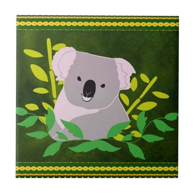 Koala im Dschungel Fliese (Vorderseite)