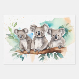 Koala im Wasserfarbenbereich Landschaft Geschenkpapier Set