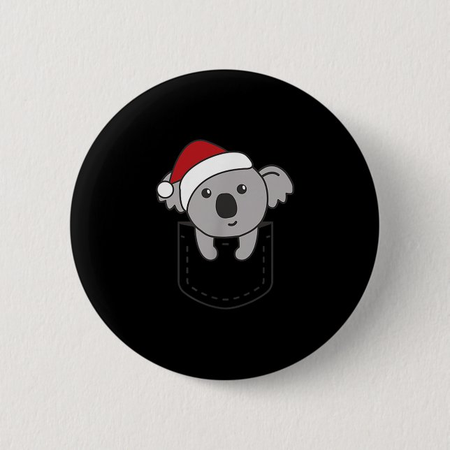 Koala In Cket Christmas Cute Koala In Breast Cket  Button (Vorderseite)