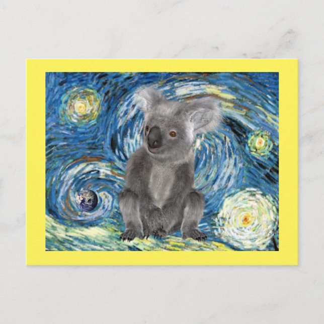 Koala in der Sternennacht, gefährdete Arten Postkarte (Vorderseite)