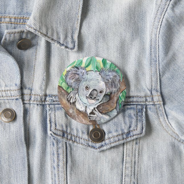 Koala in Eukalyptus Tree Painting Button (Beispiel)