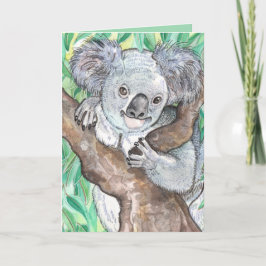 Koala in Eukalyptus Tree Painting Karte