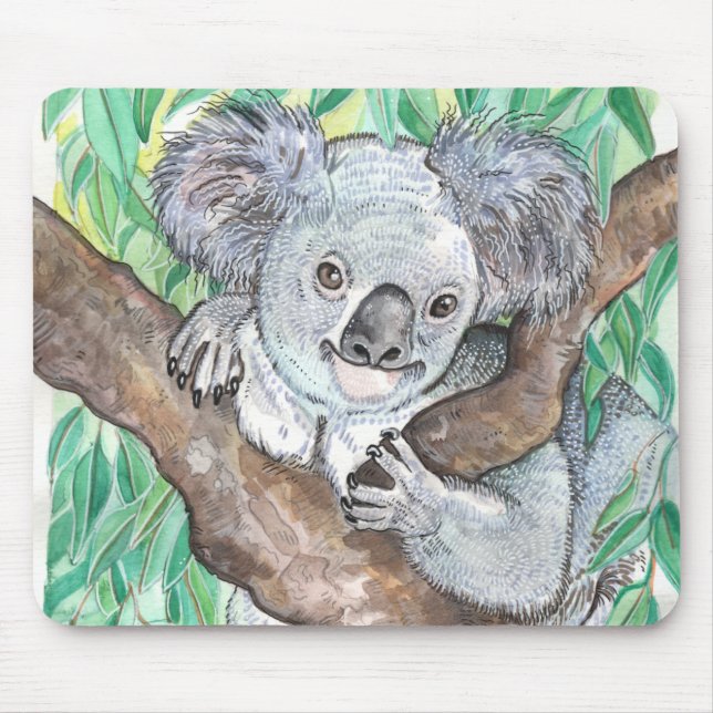 Koala in Eukalyptus Tree Painting Mousepad (Vorne)