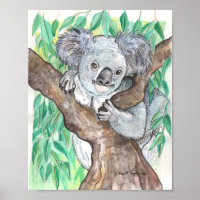 Koala in Eukalyptus Tree Painting