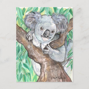Koala in Eukalyptus Tree Painting Postkarte