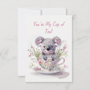 Koala in floraler Teetasse Dankeskarte