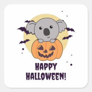 Koala In Pumpkin Sweet Koalas Happy Halloween Quadratischer Aufkleber