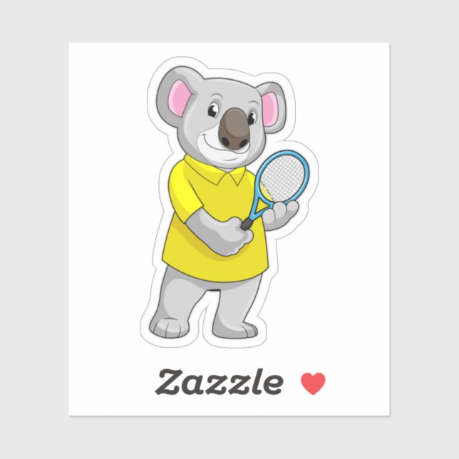 Koala in Tennis mit Tennis-Schläger Aufkleber (Blatt)