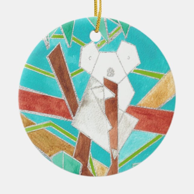 Koala in Tree Original Abstract Art Keramik Ornament (Vorne)