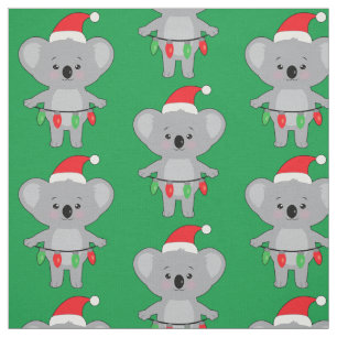 Koala in Weihnachtsmannmütze und Weihnachtsdekora Stoff
