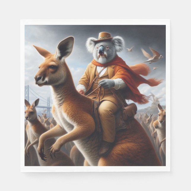 Koala Kangaroo Rider Serviette (Vorderseite)