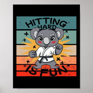 Koala Karate Martial Arts Cartoon Energetisch Humo Poster