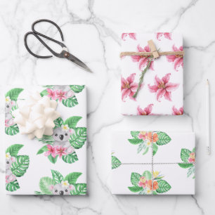 Koala Kids Wrapping Paper Flat Sheet Set 3 Geschenkpapier Set