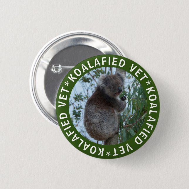 Koala Koalafied Qualified Vet Niedlich Funny Butto Button (Vorne & Hinten)