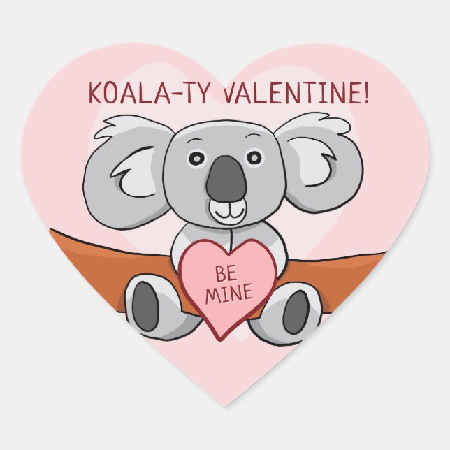 Koala Koality Be Mine Valentine Herz-Aufkleber (Vorderseite)