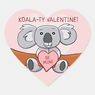 Koala Koality Be Mine Valentine Herz-Aufkleber