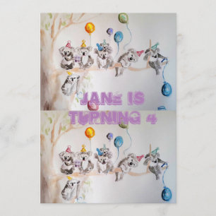 Koala-Kunst-Aquarell-Mädchen-Geburtstagseinladung Einladung