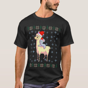 Koala Lama Weihnachten  Jungen Santa Hut Lama Lieb T-Shirt
