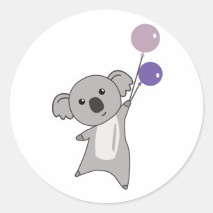 Koala Lila Balloons Niedlicher Tiere Kinder Runder Aufkleber