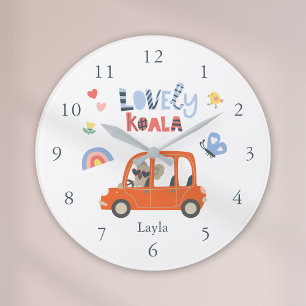 Koala Little Girl First Name Süße Tier Große Wanduhr