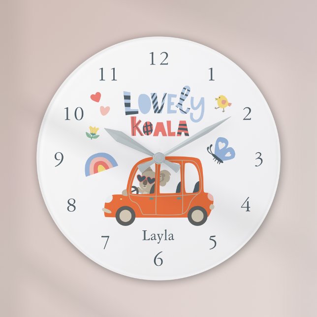 Koala Little Girl First Name Süße Tier Große Wanduhr (Von Creator hochgeladen)