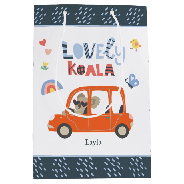 Koala Little Girl First Name Süße Tier Mittlere Geschenktüte (Vorderseite)