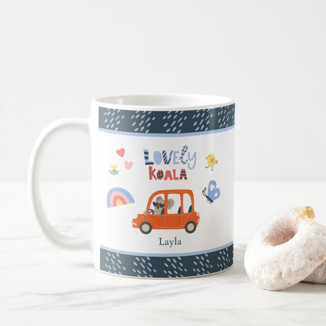 Koala Little Girl Süße Tier Co Kaffeetasse (Mit Donut)