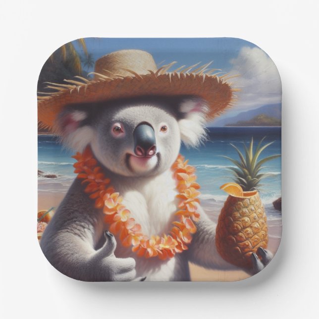 Koala Luau Pappteller (Vorderseite)
