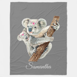 Koala Mama & Baby Personalisiert Fleecedecke