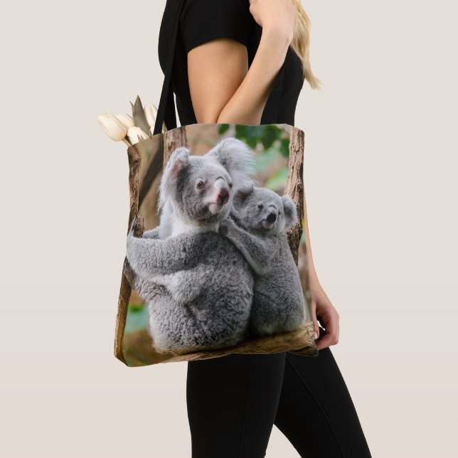 Koala mit Baby in einem Baum in Australien (Von Nahem)