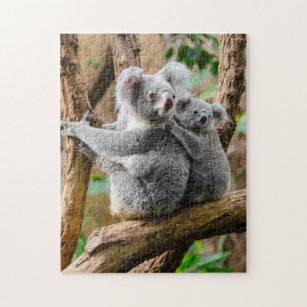Koala mit Baby in einem Baum in Australien Puzzle