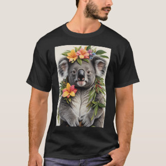 Koala mit farbenfroher Blumenkronendarstellung T-Shirt