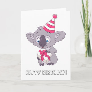 Koala mit Geburtstagsgeschenk Karte