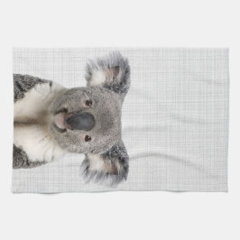 Koala mit grauem Linenhintergrund Geschirrtuch