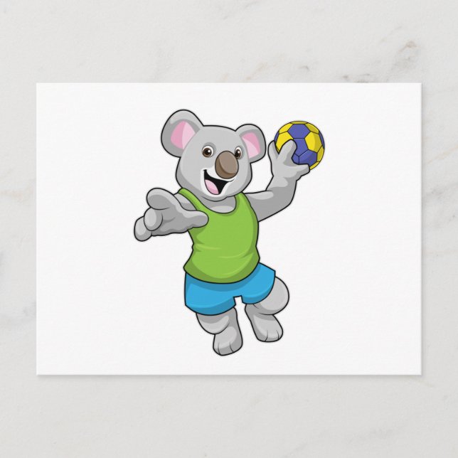 Koala mit Handballsport Postkarte (Vorderseite)