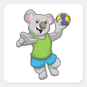 Koala mit Handballsport Quadratischer Aufkleber