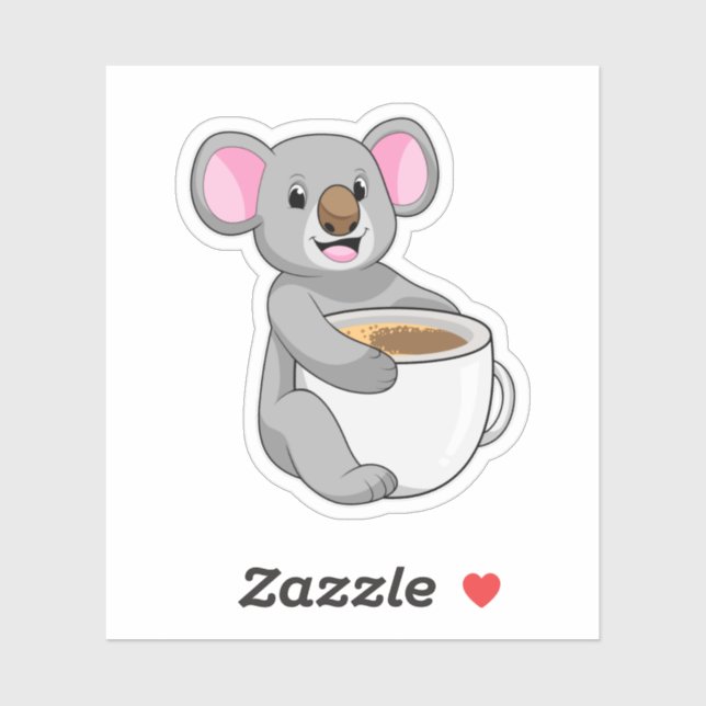 Koala mit Kaffee-Cup Aufkleber (Blatt)