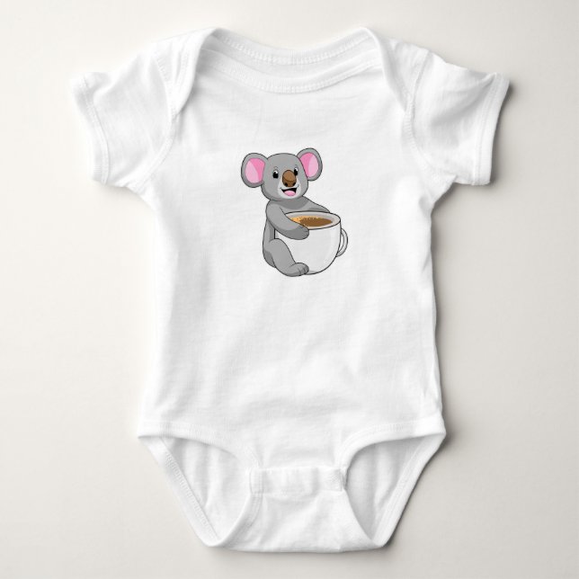 Koala mit Kaffee-Cup Baby Strampler (Vorderseite)